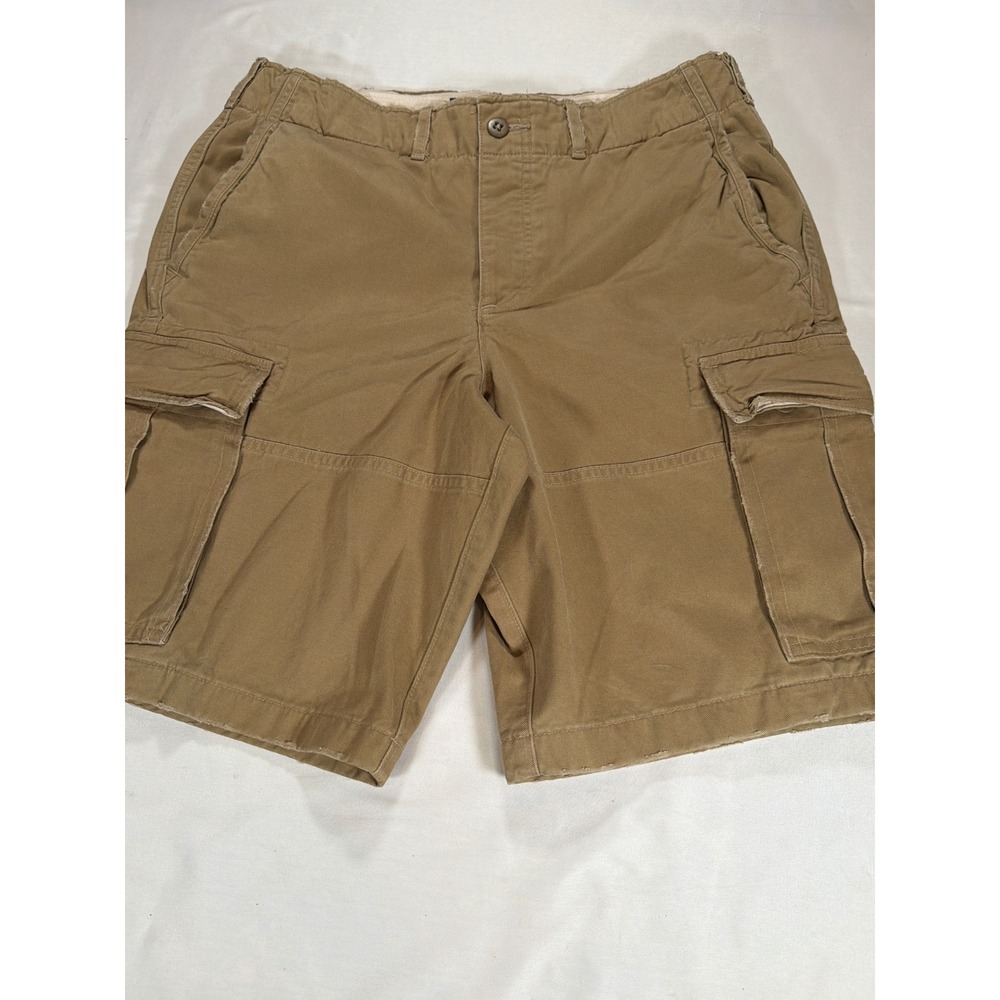 Abercrombie & Fitch Mens Tan Khaki Cargo Shorts Size 31 Utility Cotton Twill